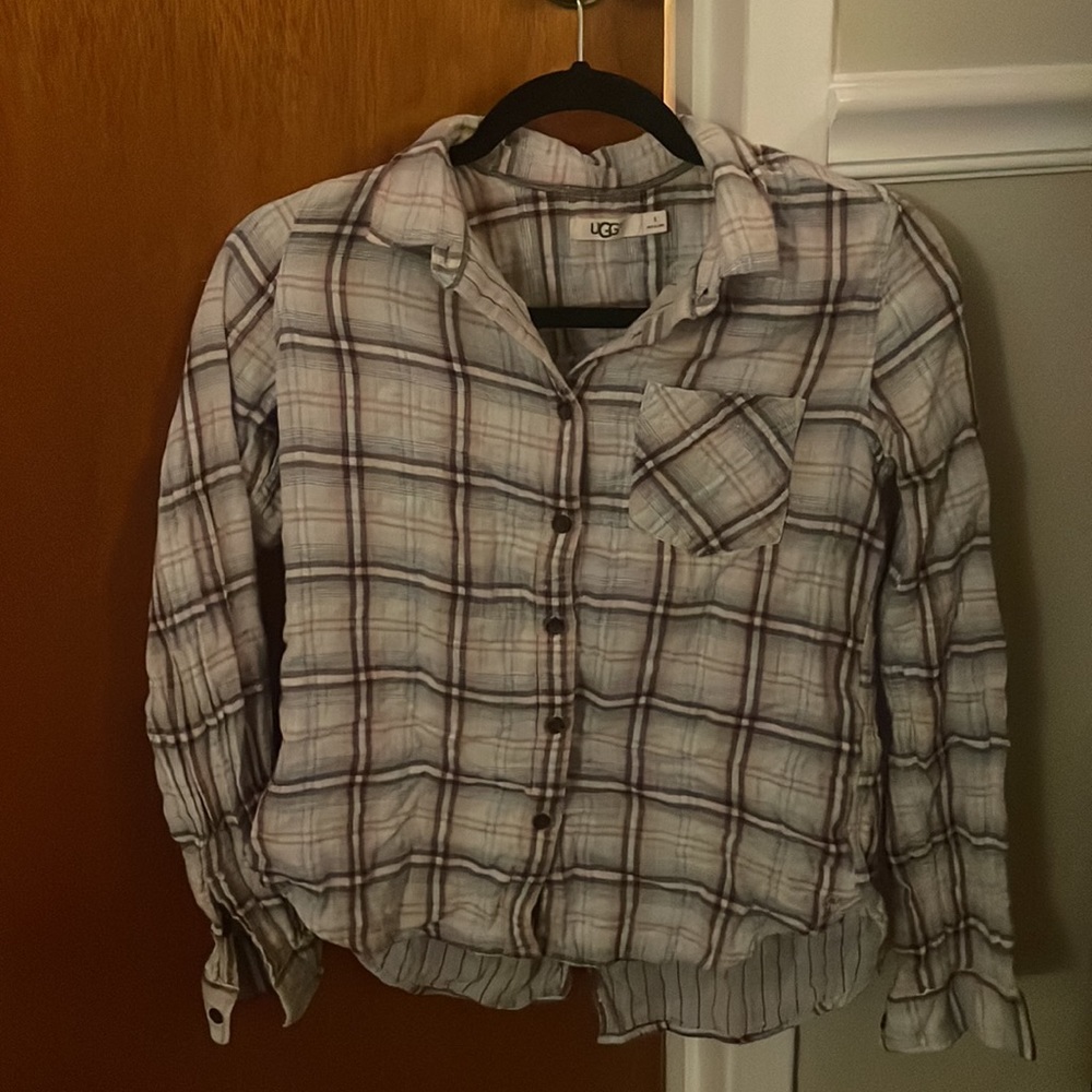 Ugg light blue plaid button down